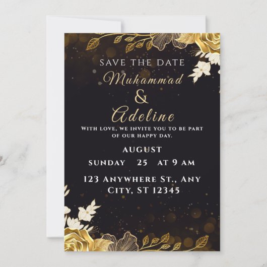 Elegant Modern Wedding Invite – Black & White シーズンカード (正面)