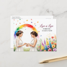 Elegant modern wedding Save The Date postcard ポストカード