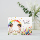 Elegant modern wedding Save The Date postcard ポストカード (スタンド正面)
