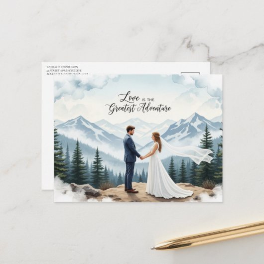 Elegant modern wedding Save The Date postcard ポストカード (正面/裏面インサイチュ)