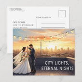 Elegant modern wedding Save The Date postcard ポストカード (正面/裏面)