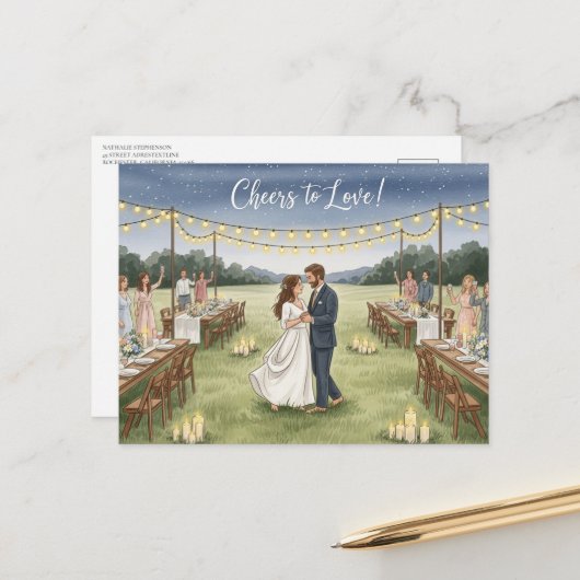 Elegant modern wedding Save The Date postcard ポストカード (正面/裏面インサイチュ)