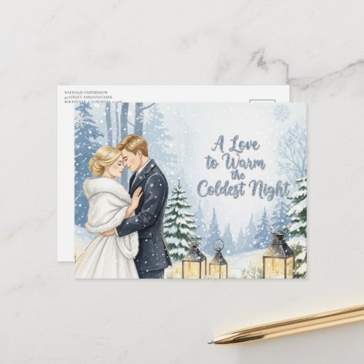Elegant modern wedding Save The Date postcard ポストカード (正面/裏面インサイチュ)