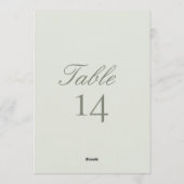 Elegant Modern Wedding Table Number Card 招待状 (裏面)