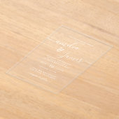Elegant modern wedding transparent script design アクリル招待状 (レイダウン)