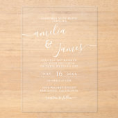 Elegant modern wedding transparent script design アクリル招待状 (正面)