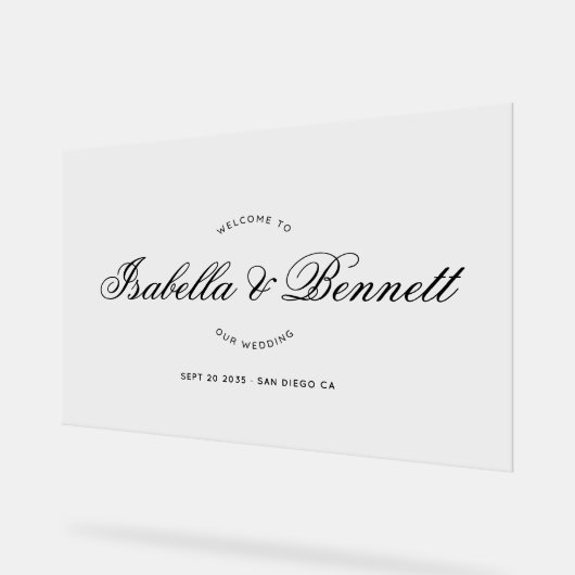 Elegant Modern Wedding Welcome Script Calligraphy アクリルサイン (傾斜)