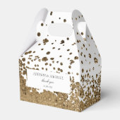 Elegant Modern Weiß-Gold Splatter Hochzeit フェイバーボックス (裏面サイド)