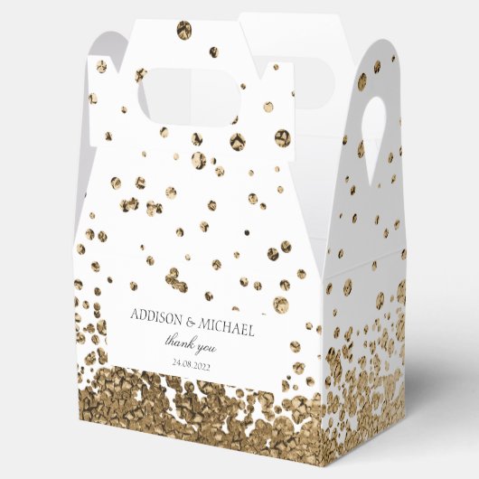Elegant Modern Weiß-Gold Splatter Hochzeit フェイバーボックス (オープン)