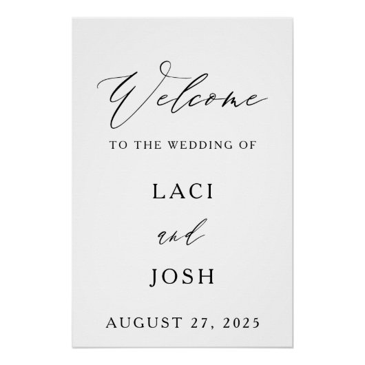 Elegant Modern Welcome Wedding Sign | Custom Names ポスター (正面)