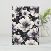 Elegant Modern White Black Floral Wedding 招待状 (スタンド正面)