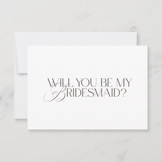 Elegant Modern White Bridesmaid Proposal Card 招待状 (正面)