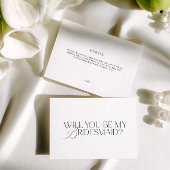 Elegant Modern White Bridesmaid Proposal Card 招待状