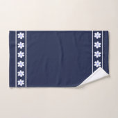 Elegant, Modern White Flowers on Navy Blue バスタオルセット (ハンドタオル)
