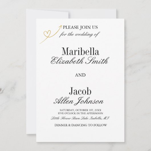 Elegant Modern White & Formal Wedding 招待状 (正面)