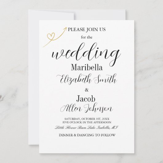 Elegant Modern White & Formal Wedding 招待状 (正面)