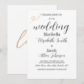 Elegant Modern White & Formal Wedding 招待状 (正面/裏面)