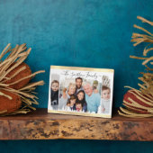 Elegant Modern White & Gold Add Your Photo Family フォトプラーク (側面)