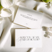 Elegant Modern White Maid of Honor Proposal Card 招待状