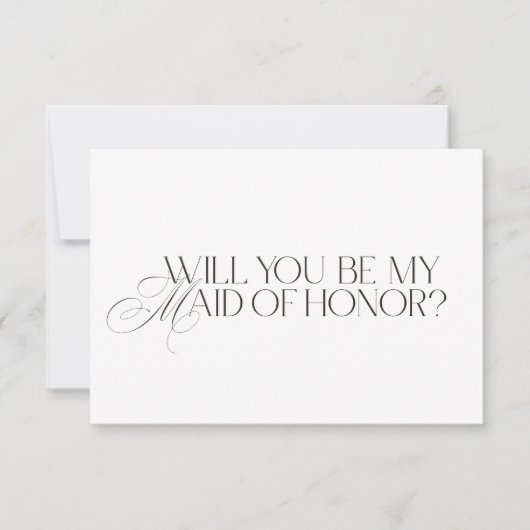 Elegant Modern White Maid of Honor Proposal Card 招待状 (正面)