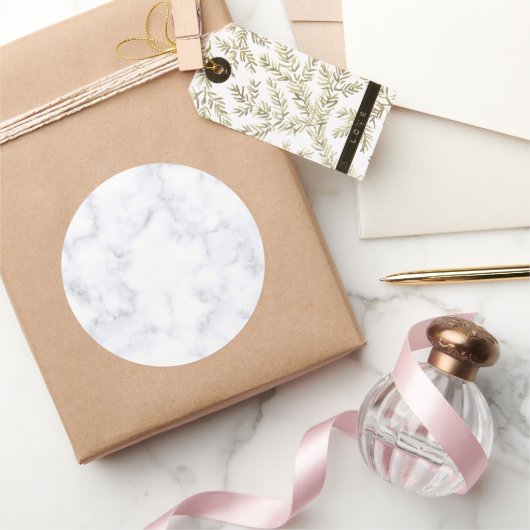 Elegant Modern White Marble ラウンドシール (ギフト)