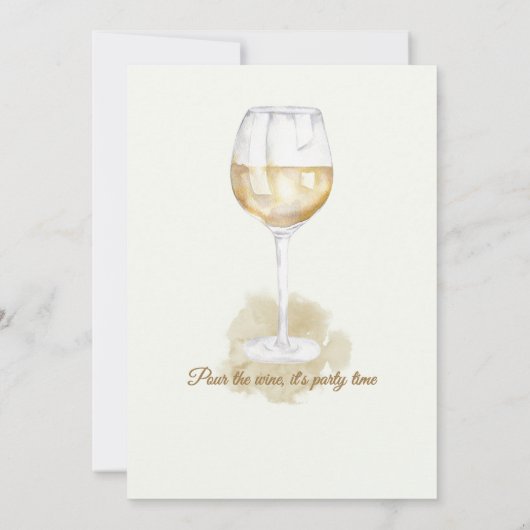 Elegant Modern White Wine Cheers 40th Birthday 招待状 (裏面)