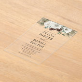 Elegant Modern Winter Evergreen Wedding アクリル招待状 (レイダウン)