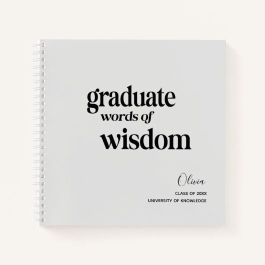Elegant Modern Words Wisdom Graduation ノートブック (正面)