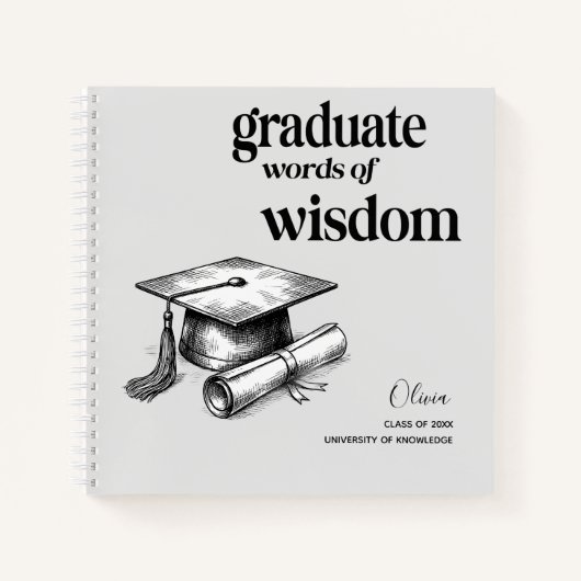 Elegant Modern Words Wisdom Graduation ノートブック (正面)