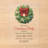 Elegant modern wreath christmas party アクリル招待状 (正面)