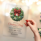 Elegant modern wreath christmas party アクリル招待状