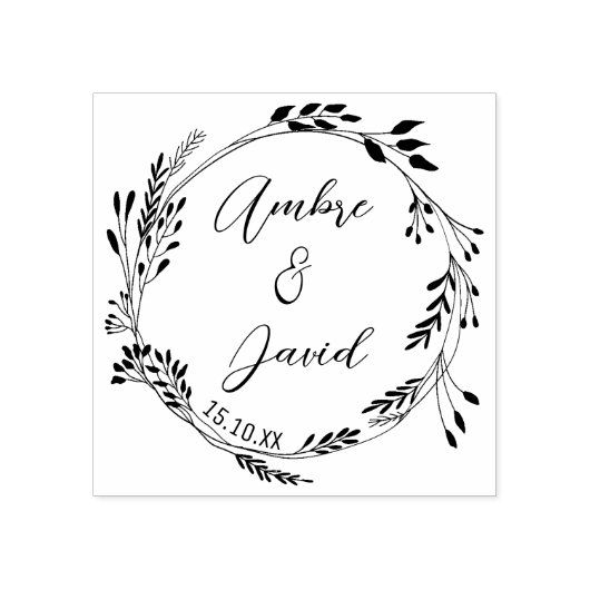 Elégant, Moderne, Couronne Florale ラバースタンプ (インプリント)