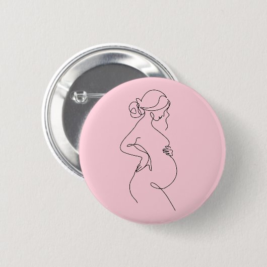 Elegant Mom-to-Be Baby Shower Favor Pin 缶バッジ (正面&裏面)
