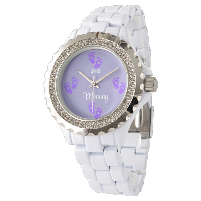Elegant Mommy Watch with Baby Footprints 腕時計 (アングル)