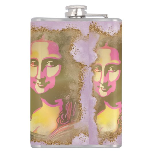 Elegant Mona Lisa Gioconda Leonardo Da Vinci フラスク (裏面)