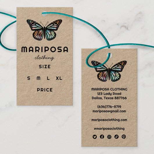 Elegant Monarch Butterfly CUSTOM KRAFT Eco HangTag 名刺