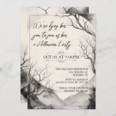 Elegant Monochrome Adult Halloween 招待状 (正面/裏面)