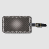Elegant Monochrome Damask beach towel ラゲッジタグ (正面横)