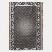Elegant Monochrome Damask Throw Blanket スローブランケット (正面縦)