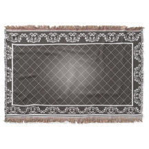 Elegant Monochrome Damask Throw Blanket