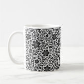 Elegant Monochrome Floral Batik Mug Coffee Cup コーヒーマグカップ (左)
