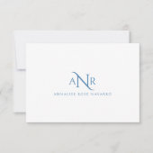 Elegant Monogram 3 Initial Name Blue Note Card ノートカード (正面)