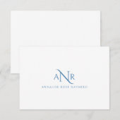 Elegant Monogram 3 Initial Name Blue Note Card ノートカード (正面/裏面)