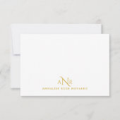 Elegant Monogram 3 Initial Name Gold Note Card ノートカード (正面)