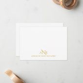 Elegant Monogram 3 Initial Name Gold Note Card ノートカード (正面/裏面インサイチュ)