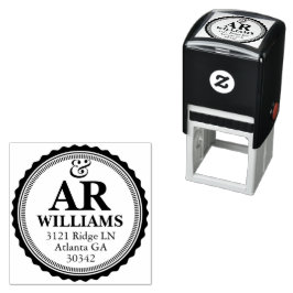 Elegant Monogram Address Rubber Stamp セルフインキングスタンプ