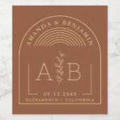 Elegant Monogram Arch Wedding ワインラベル (シングルラベル)