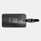 Elegant Monogram Black Brushed Metallic ラゲッジタグ (正面横)