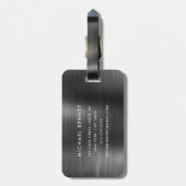Elegant Monogram Black Brushed Metallic ラゲッジタグ (裏面縦)