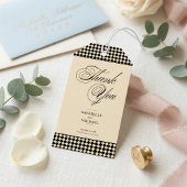 Elegant Monogram Black Cream Checkerboard ギフトタグ